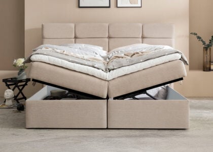 Boxspringbett mit Bettkasten Kansas in Webstoff