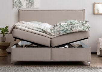 Boxspringbett mit Bettkasten London in Velours