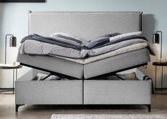 Boxspringbett mit Bettkasten London in Webstoff