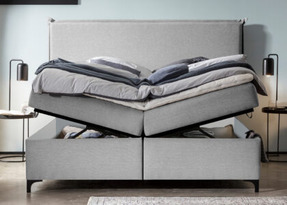 Boxspringbett-London-mit-Stauraum-in-Webstoff-Hellgrau-07 Boxspringbett mit Bettkasten London in Webstoff