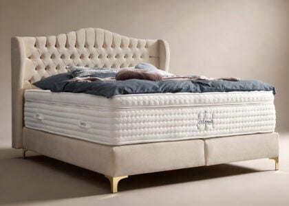 Boxspringbett Maison 180 x 200 cm in Beige Samt