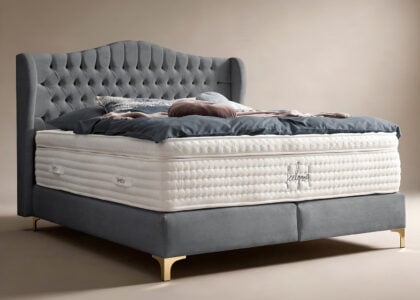 Boxspringbett Maison 160 x 200 cm in Dunkelgrau Samt