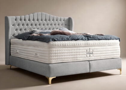 Boxspringbett Maison 180 x 200 cm in Silber Samt