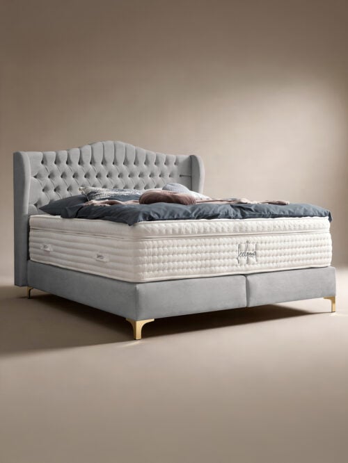 Boxspringbett Maison 160 x 200 cm in Silber Samt