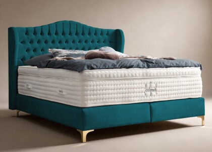 Boxspringbett Maison 140 x 200 cm in Petrol Samt