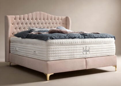 Boxspringbett Maison 200 x 200 cm in Rose Samt