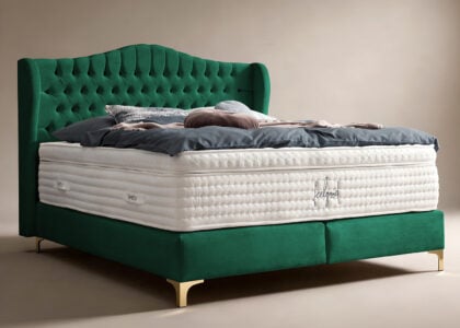 Boxspringbett Maison 180 x 200 cm in Smaragd Samt