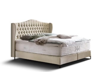 Boxspringbett Maison 180 x 200 cm in Creme Velours