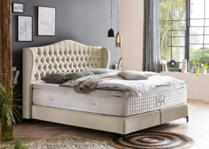 Boxspringbett Maison in Velours Creme 6 Boxspringbett Maison in Velours