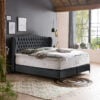 Boxspringbett Maison in Velours Schwarz 6 Schwarz