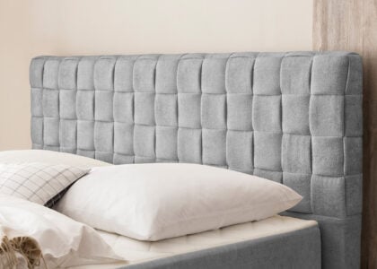 Bett mit Bettkasten Barcelo in Teddystoff Grau