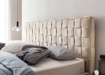 Bett mit Bettkasten Barcelo in Velour Creme