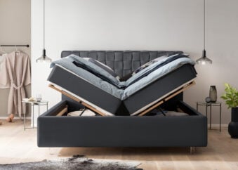 Bett mit Bettkasten Barcelo in Velour Schwarz