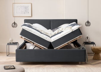 Bett mit Bettkasten Bari in Velour Schwarz