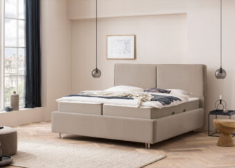 Bett mit Bettkasten Bari in Velour Taupe