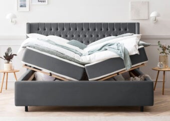 Bett mit Bettkasten in Velours Florida