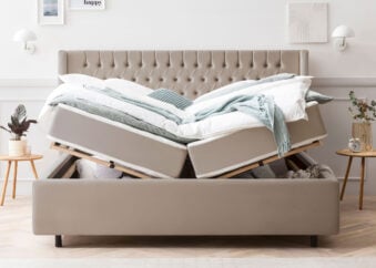 Bett mit Bettkasten Florida 200 x 200 cm in Taupe Velours