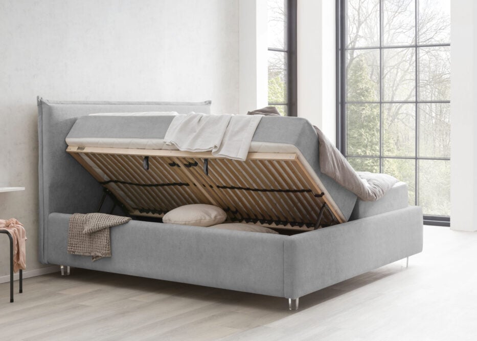 Bett mit Bettkasten in Teddystoff London – Bild 10