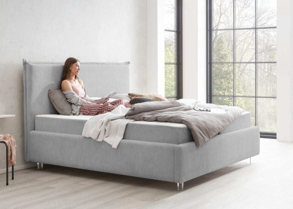 Bett mit Bettkasten in Teddystoff London – Bild 11
