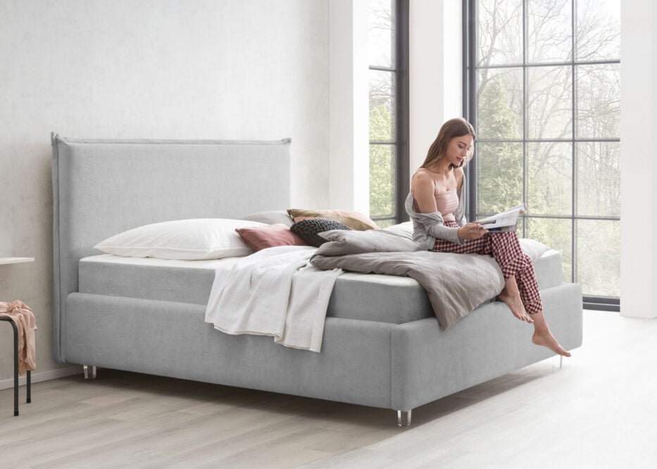 Bett mit Bettkasten in Teddystoff London – Bild 12