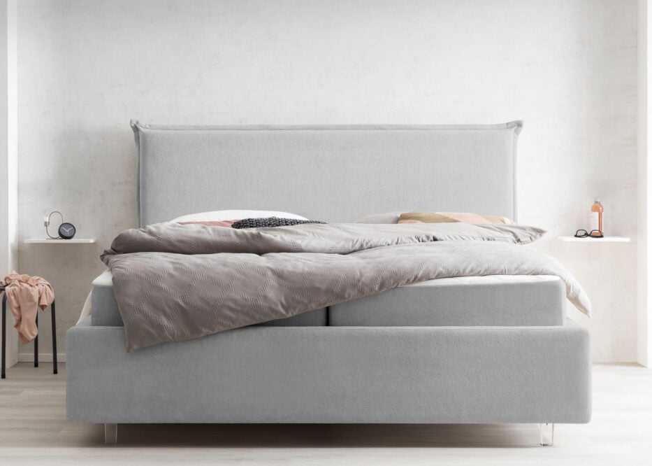 Bett mit Bettkasten in Teddystoff London – Bild 3