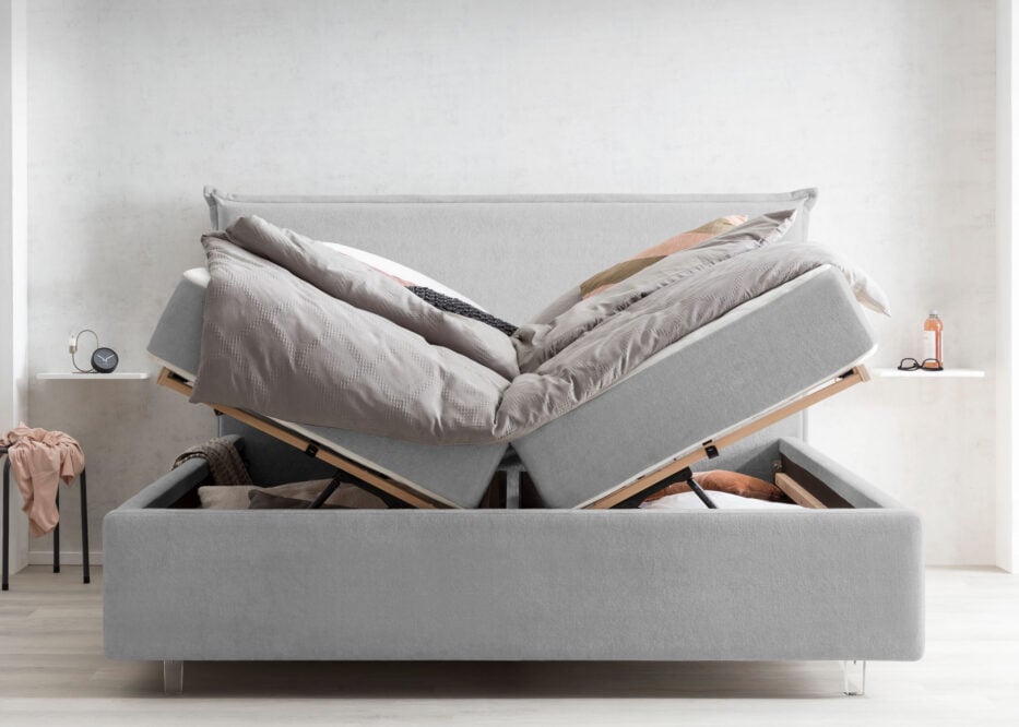 Bett mit Bettkasten in Teddystoff London