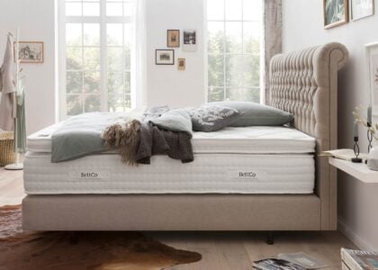 Boxspringbett Chester in Webstoff Beige