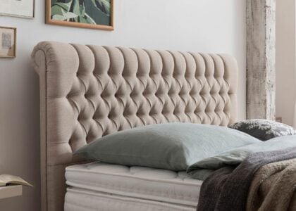 Kopfteil vom Boxspringbett Chester in Webstoff Beige