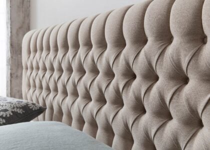 Kopfteil vom Boxspringbett Chester in Webstoff Beige