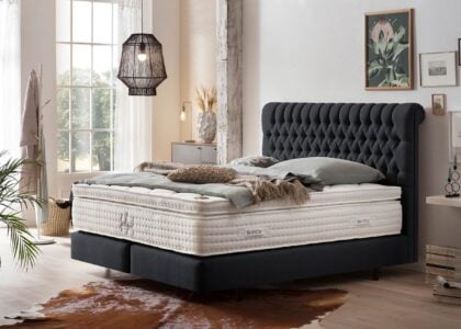 Boxspringbett Chester in Webstoff Schwarz