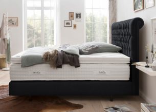 Boxspringbett Chester in Webstoff Schwarz