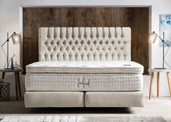 Boxspringbett Chester in Samt Creme