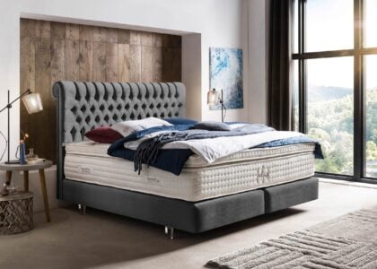 Boxspringbett Chester in Samt Dunkelgrau