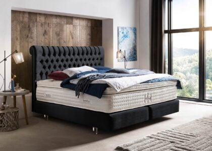 Boxspringbett Chester in Samt Schwarz