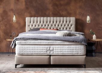 Boxspringbett Chester in Velours Creme