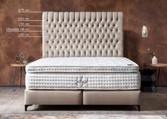 Boxspringbett Chester mit wählbarer Kopfteilhöhe in Velours Creme