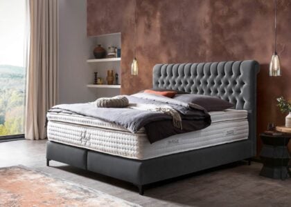 Boxspringbett Chester in Velours Dunkelgrau