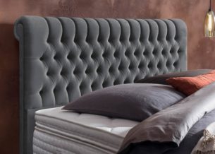 Kopfteil vom Boxspringbett Chester in Velours Dunkelgrau