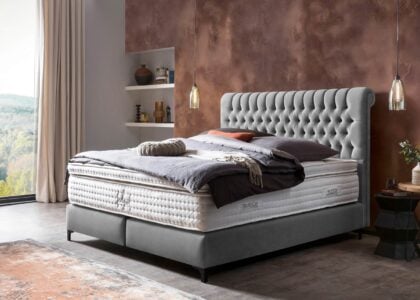 Boxspringbett Chester in Velours Grau