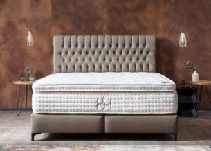 Boxspringbett Chester in Velours Taupe
