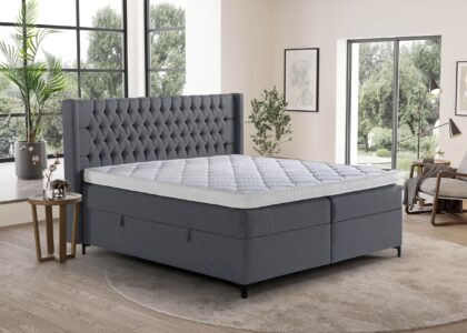 Boxspringbett Florida mit Bettkasten in Webstoff Anthrazit