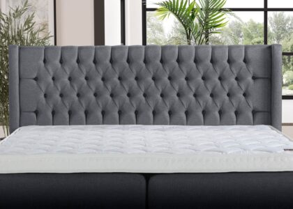 Boxspringbett Florida mit Bettkasten in Webstoff Anthrazit