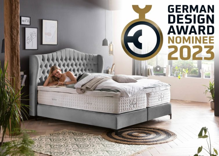Boxspringbett German Design Award 2023 Maison Velour Grau