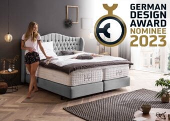 Boxspringbett Maison 140 x 200 cm in Hellgrau Webstoff