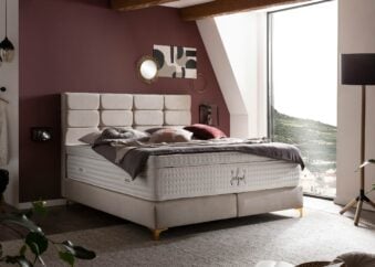 Boxspringbett Kansas in Samt Beige