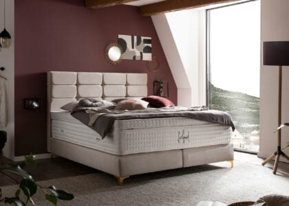Boxspringbett Kansas in Samt Beige