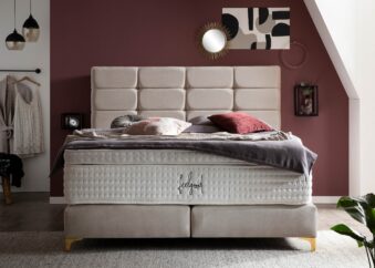 Boxspringbett Kansas in Samt Beige