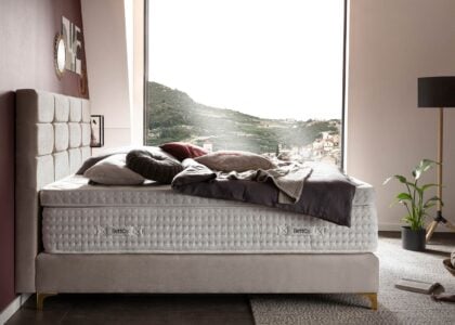 Boxspringbett Kansas in Samt Beige