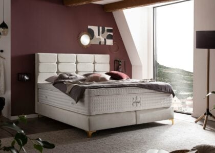 Boxspringbett Kansas in Samt Creme