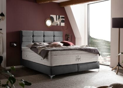 Boxspringbett Kansas in Samt Dunkelgrau